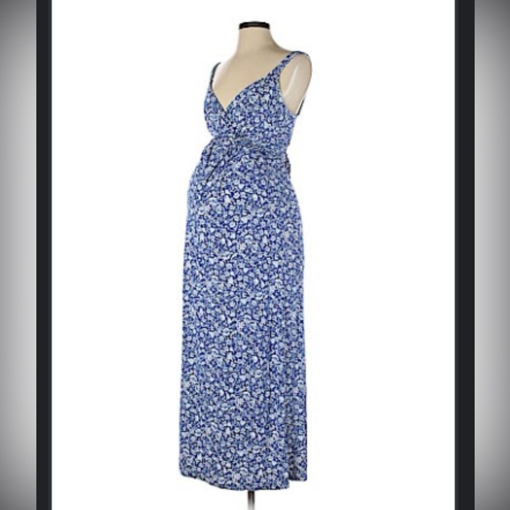 Old Navy Blue and White Floral Maternity Maxi Dress